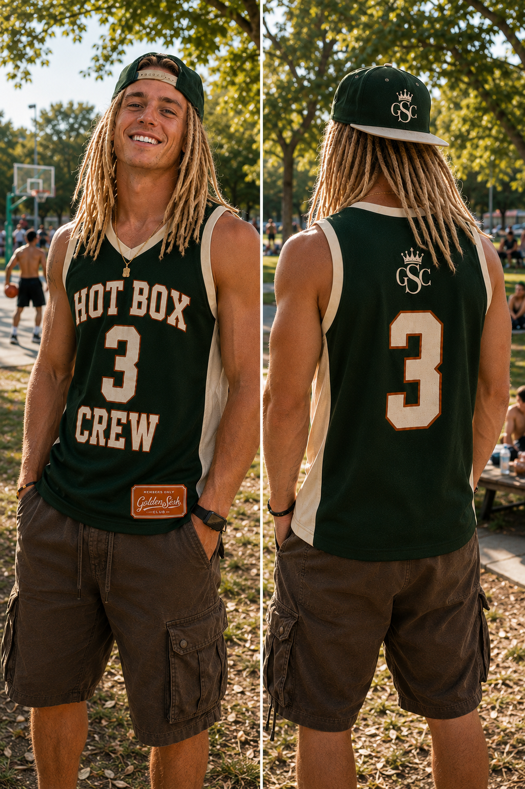 HOT BOX CREW 3 Jersey - Model Front and Back Outdoor Park Style