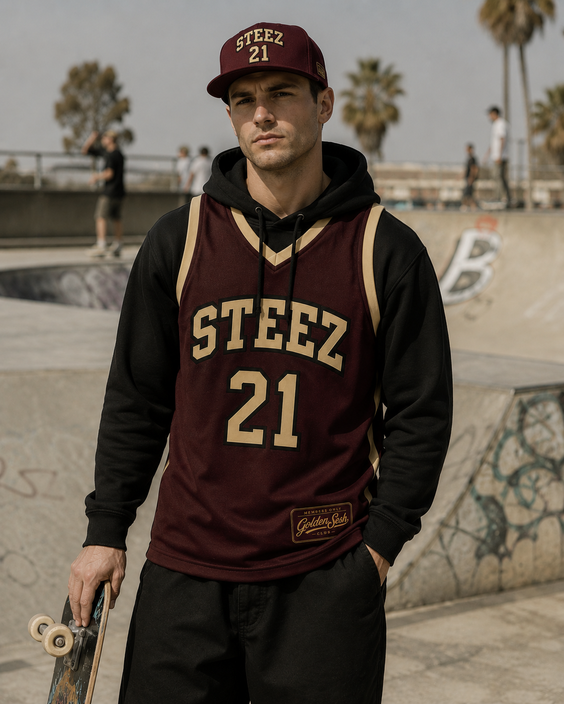 STEEZ 21 Burgundy Wave - Model Front Only