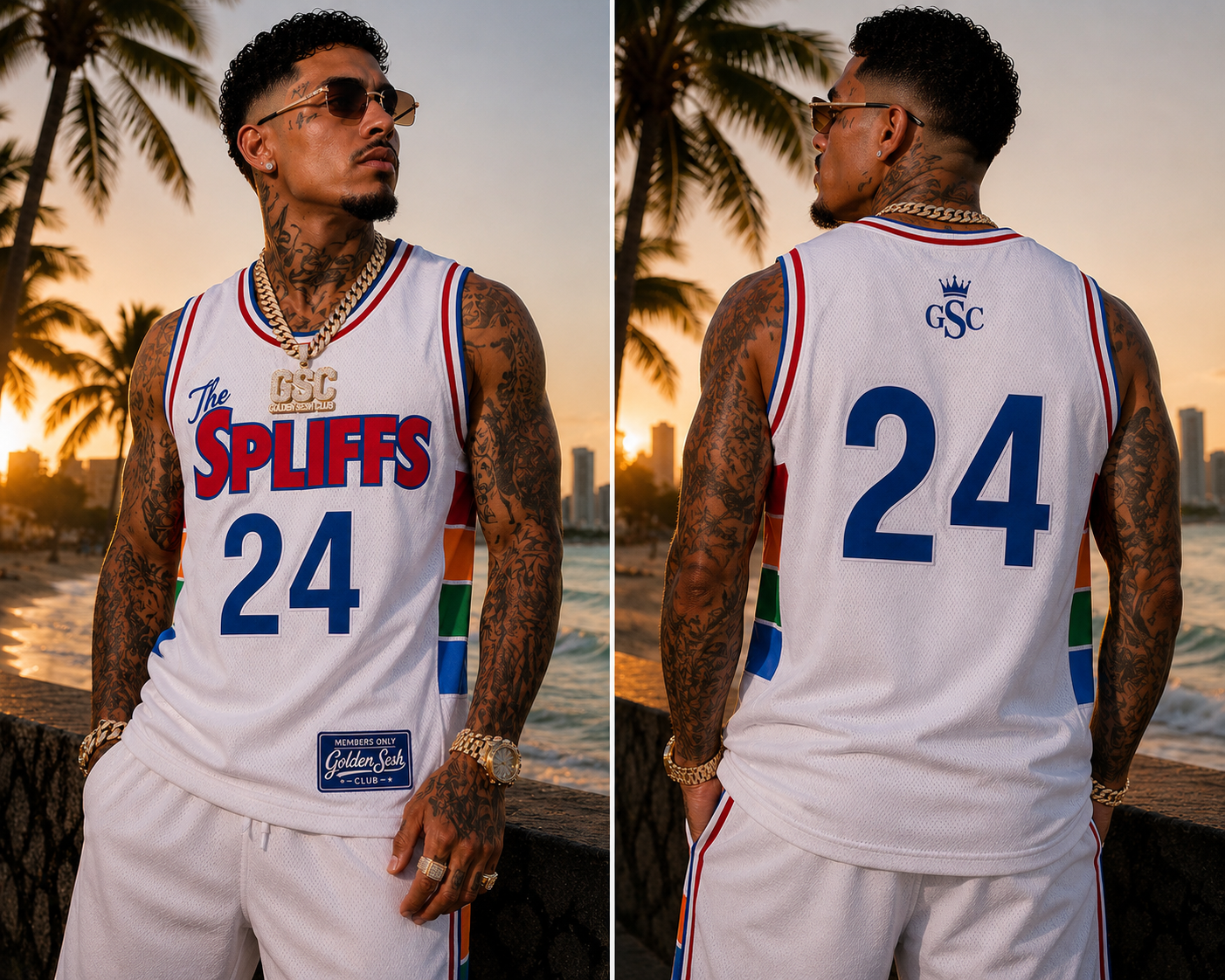 The Spliffs 24 Jersey White Red Blue - Lifestyle Shot