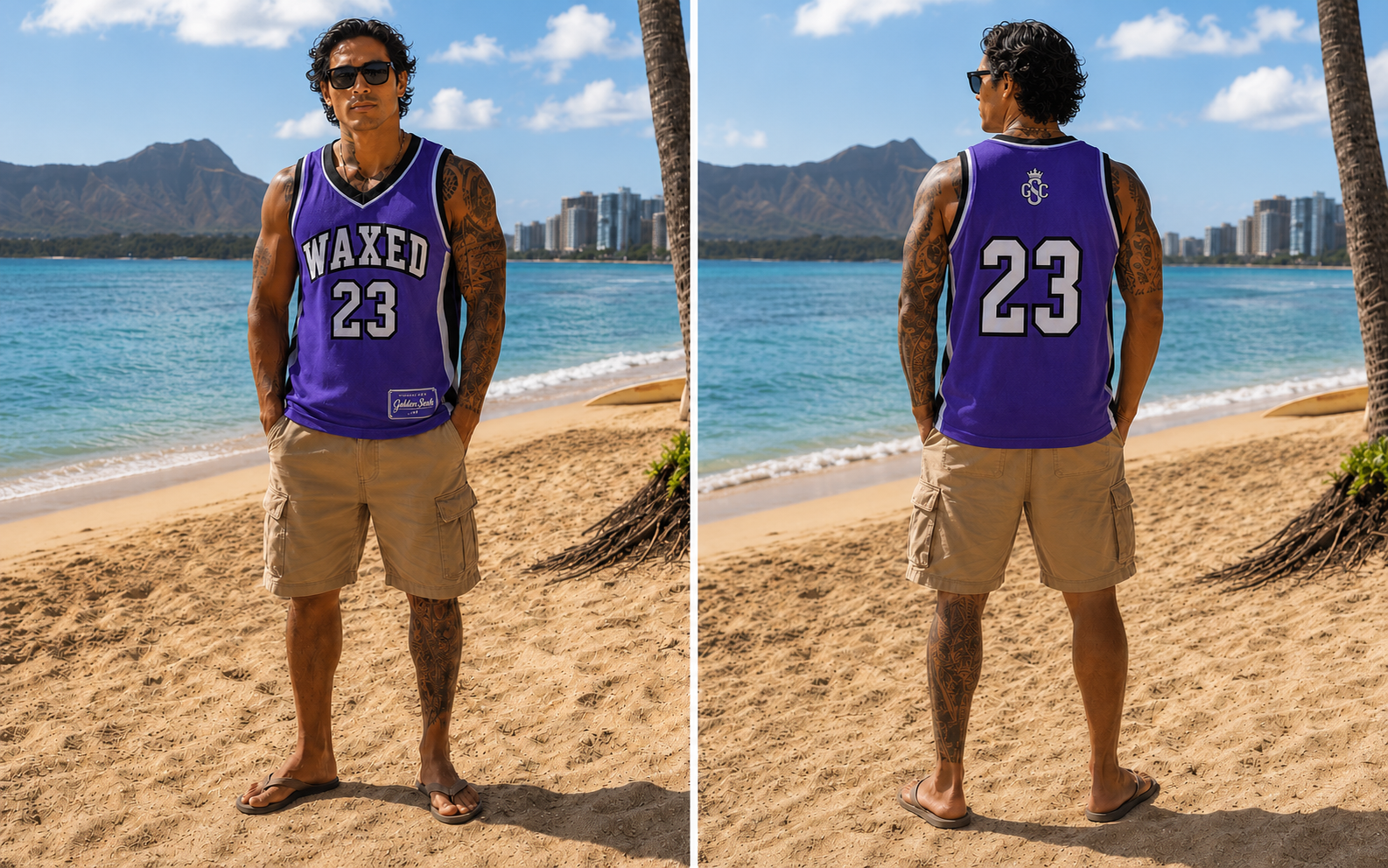 WAXED 23 Jersey model front and back lifestyle shot