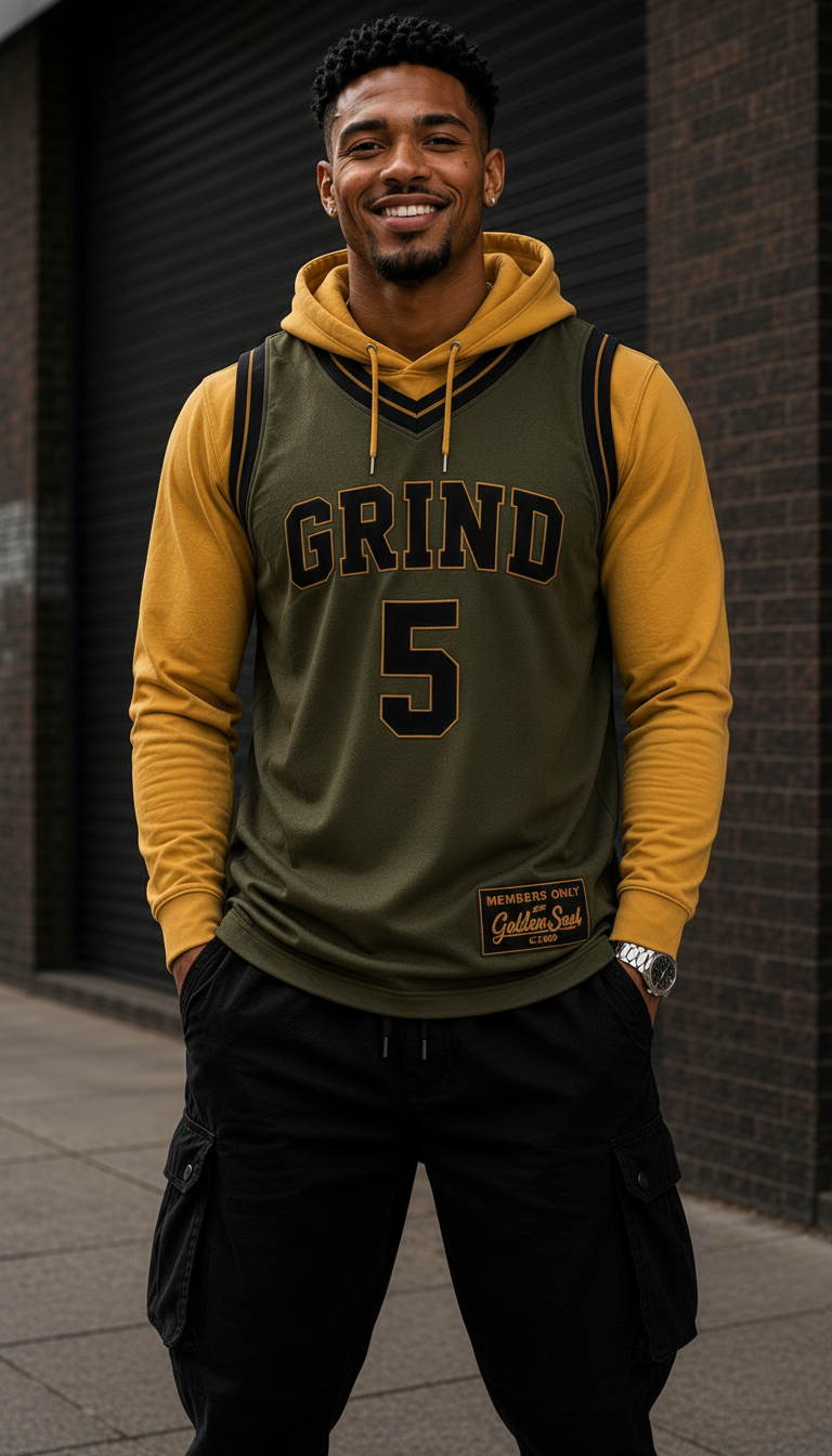 GRIND 5 Jersey Olive/Black - Front model shot