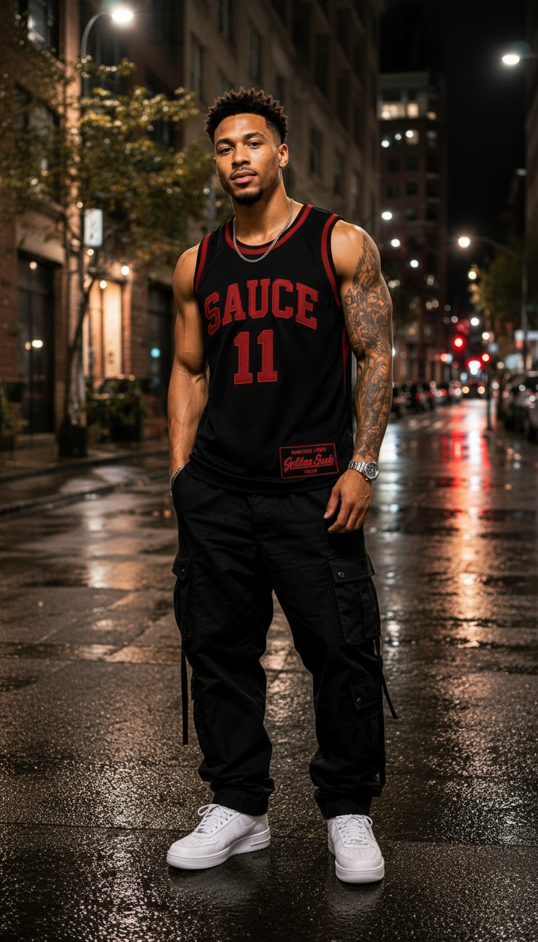 SAUCE 11 Jersey Black/Crimson - Front model shot