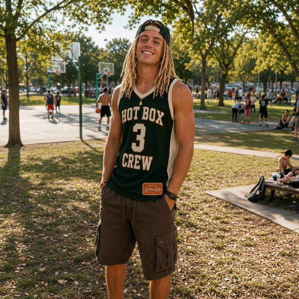 HOT BOX CREW 3 Jersey - Model Front View Outdoor Park Style