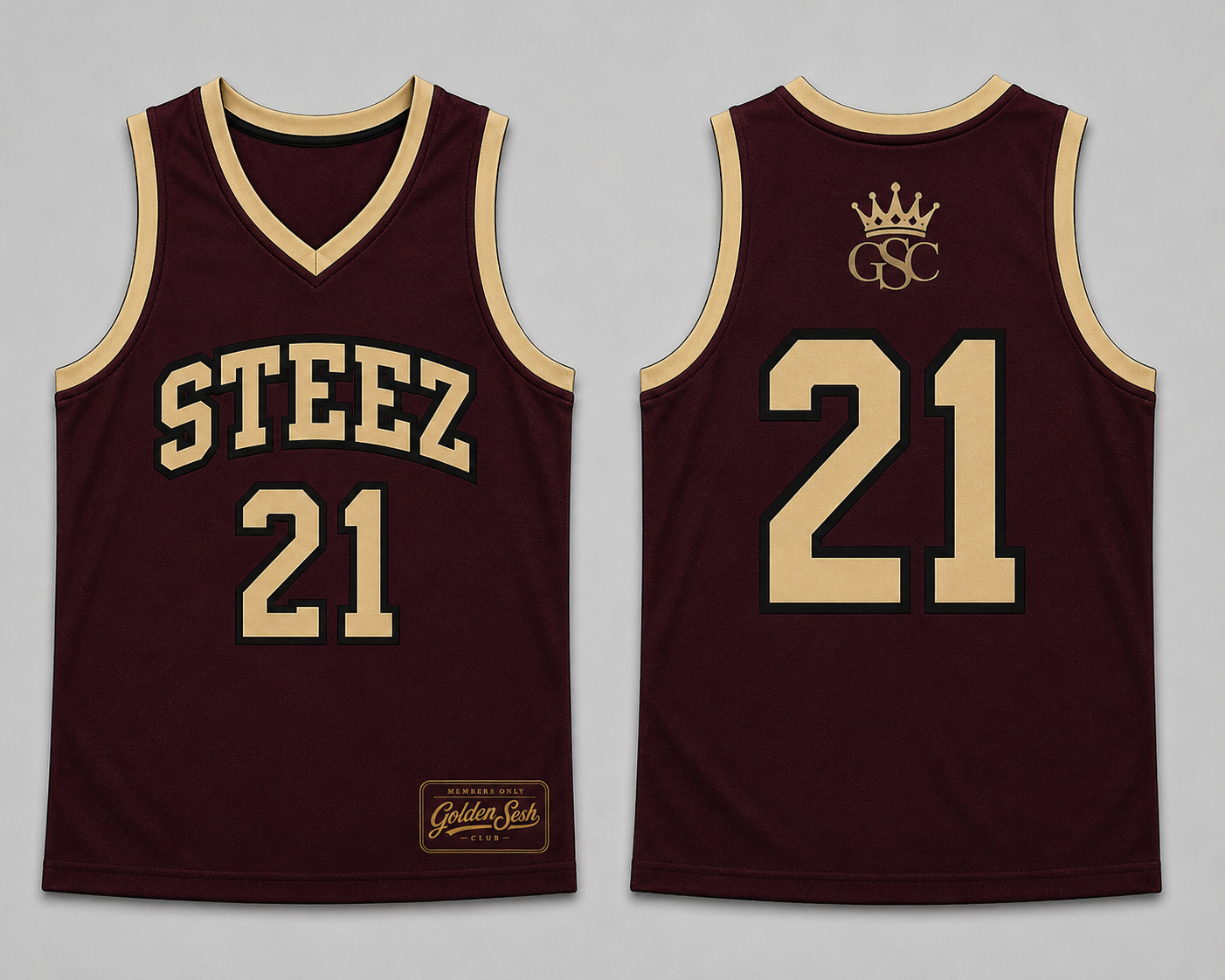 STEEZ 21 Burgundy Wave - Flat Lay Front & Back