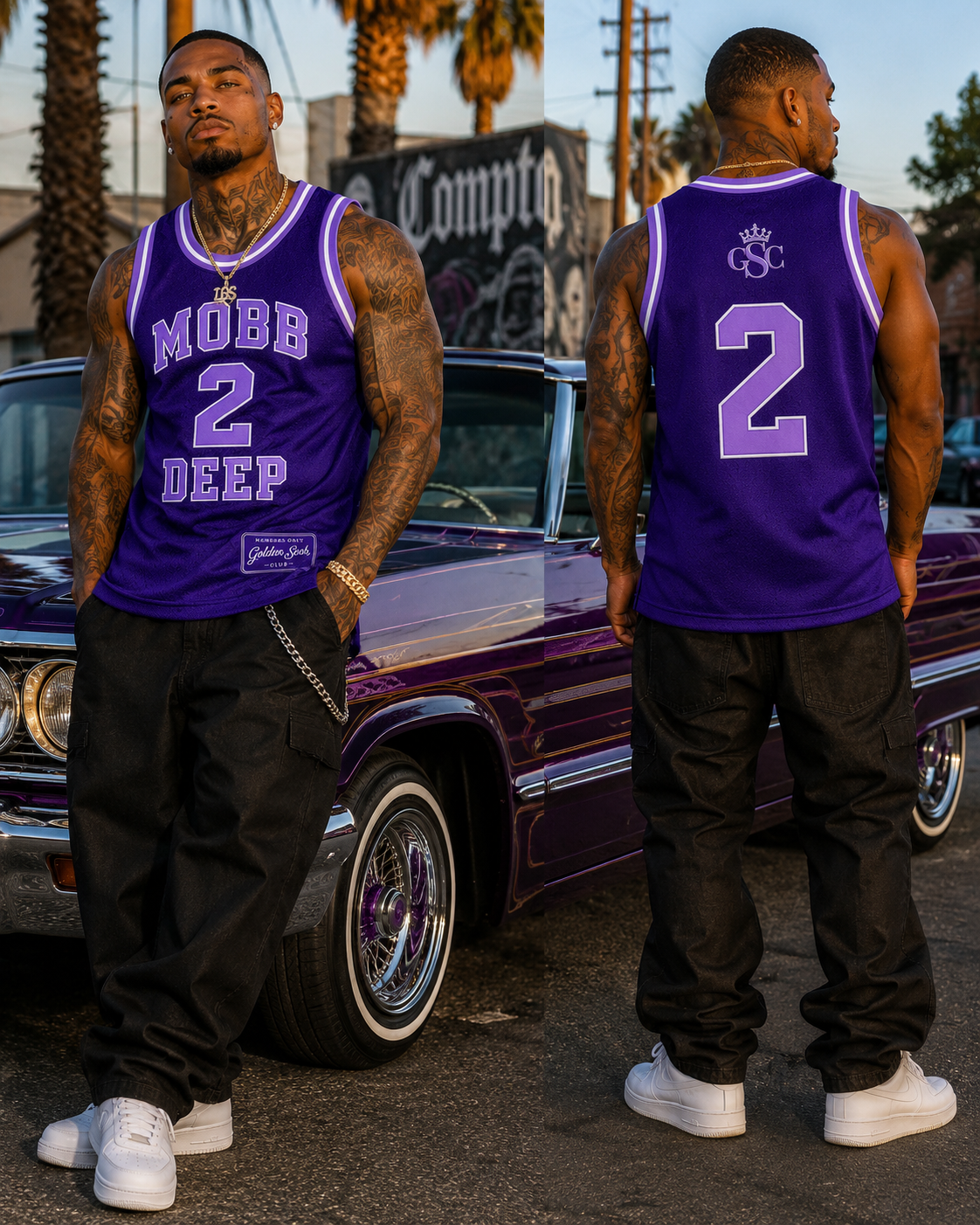 Mobb Deep 2 Jersey - Front and Back Model Shot Compton