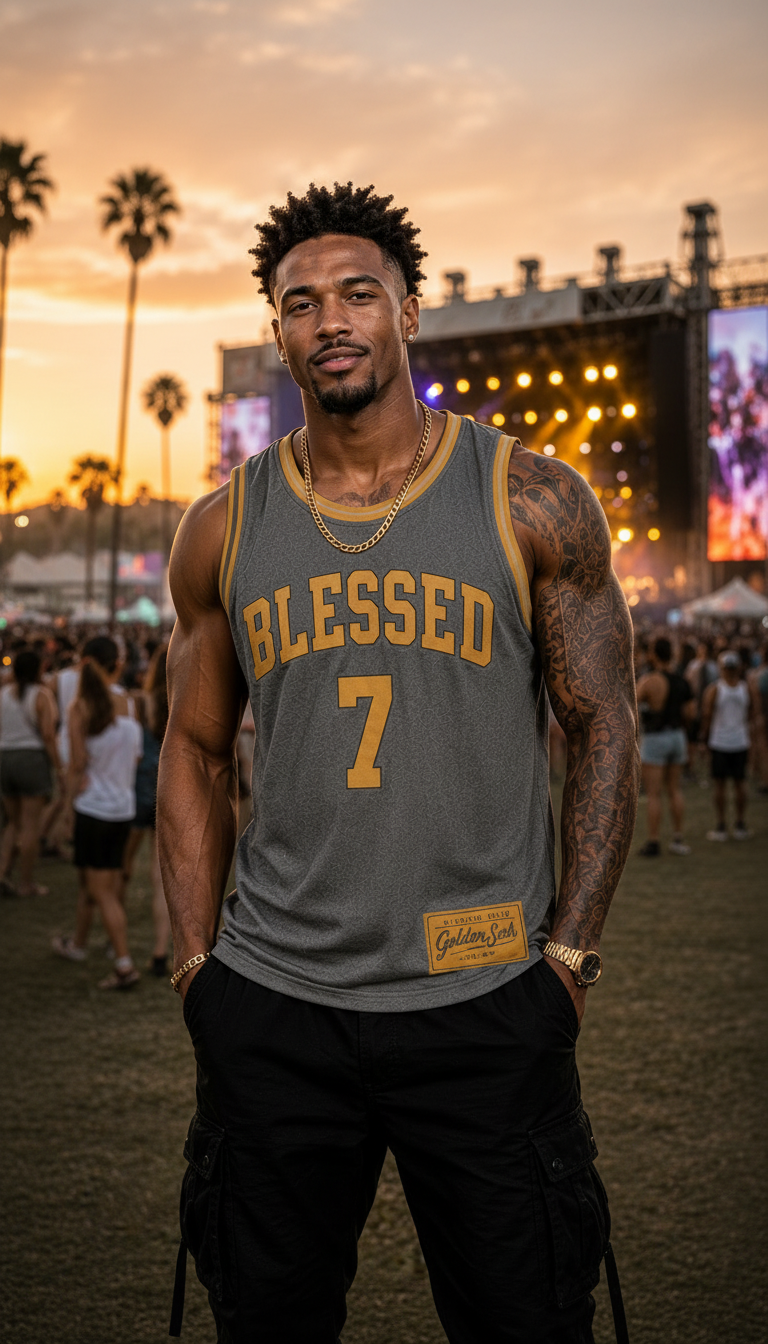 BLESSED 7 Jersey Ash/Gold - Front model shot